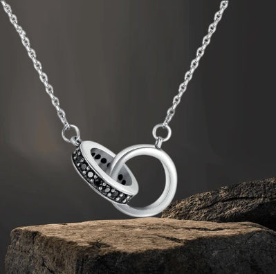 Zircon Inlaid Geometric Ring Necklace