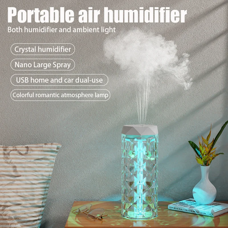 USB Air Humidifier & Aroma Diffuser - RGB Ambient Light for Car, Home & Bedroom