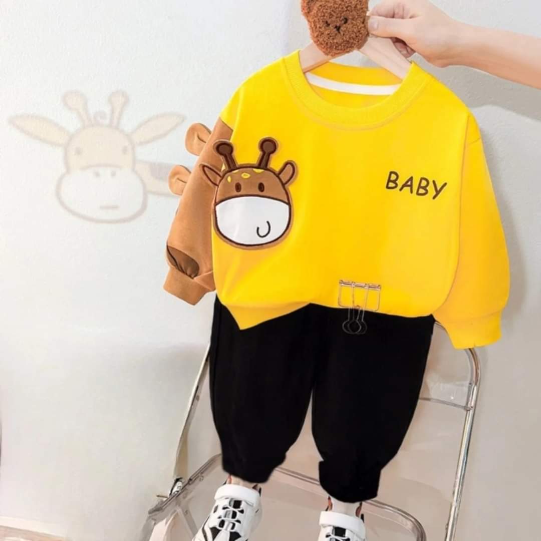 Yellow Dragon Printed Sweatshirt and Black Trouser Kids Track Suit